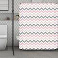 Pink White And Grey Chevron Print Polyester Shower Curtain
