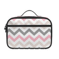 Pink White And Grey Chevron Print Portable Lunch Bag