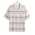 Pink White And Grey Chevron Print Rayon Hawaiian Shirt