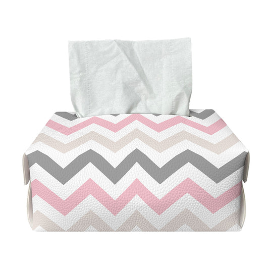 Pink White And Grey Chevron Print Rectangle Tissue Box Cover