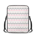 Pink White And Grey Chevron Print Rectangular Crossbody Bag