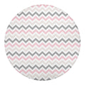 Pink White And Grey Chevron Print Round Blanket