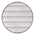 Pink White And Grey Chevron Print Round Floor Mat