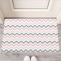 Pink White And Grey Chevron Print Rubber Doormat