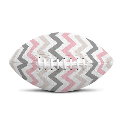 Pink White And Grey Chevron Print Rugby Ball