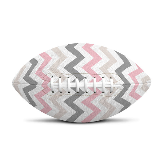 Pink White And Grey Chevron Print Rugby Ball