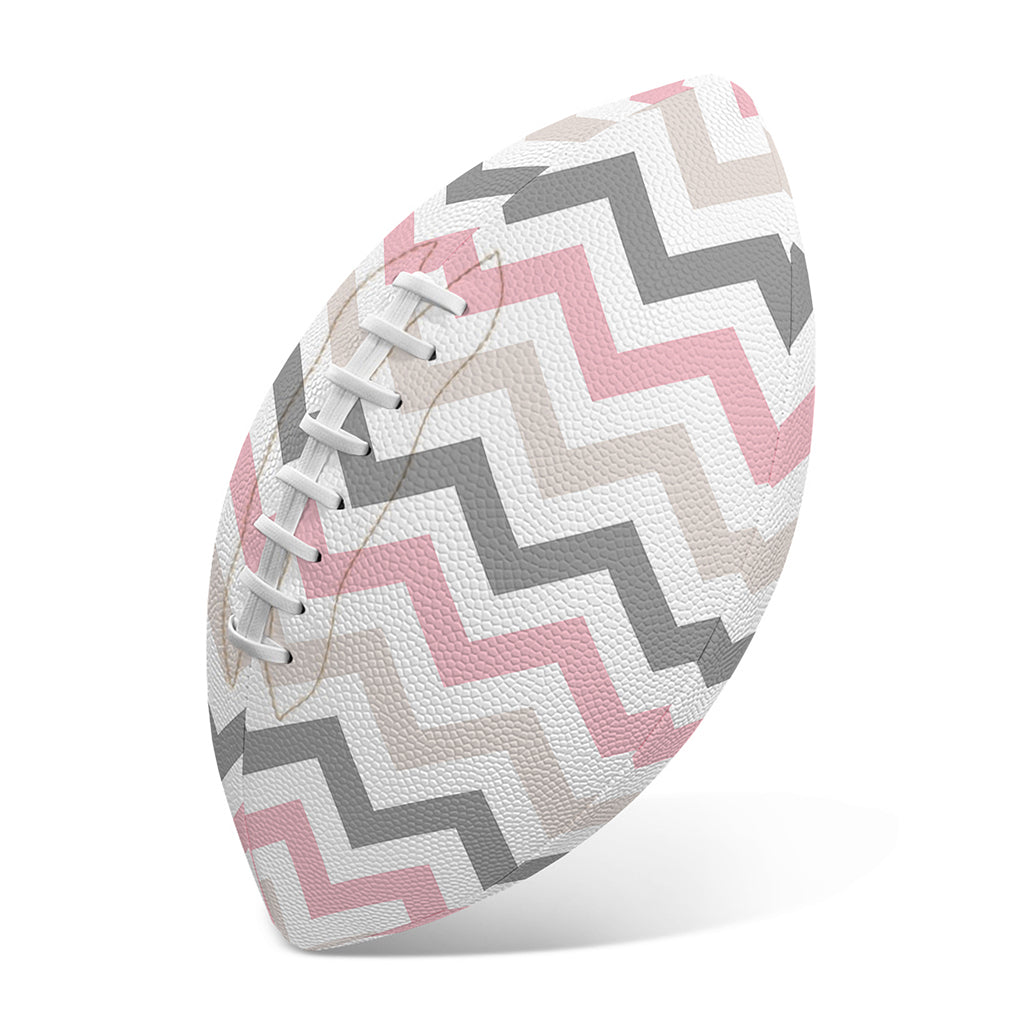 Pink White And Grey Chevron Print Rugby Ball