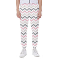 Pink White And Grey Chevron Print Joggers