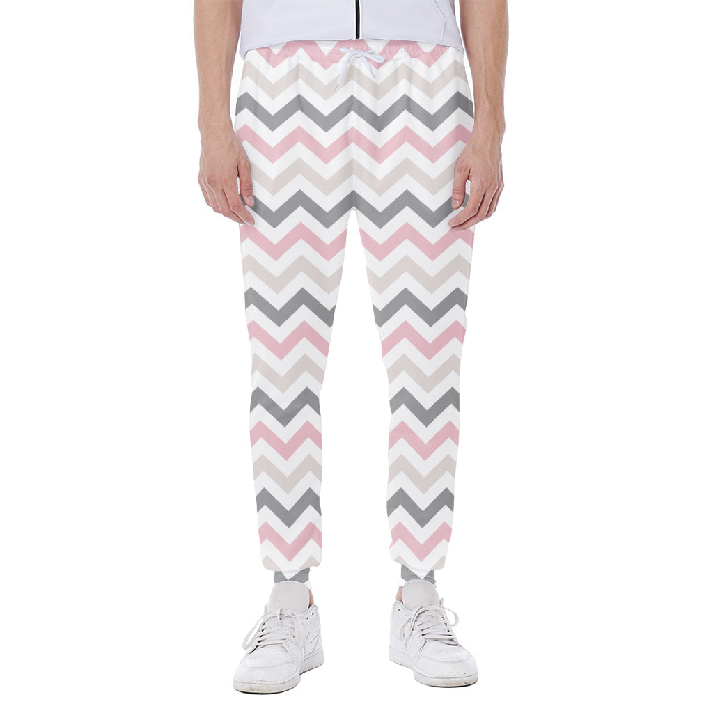 Pink White And Grey Chevron Print Scuba Joggers