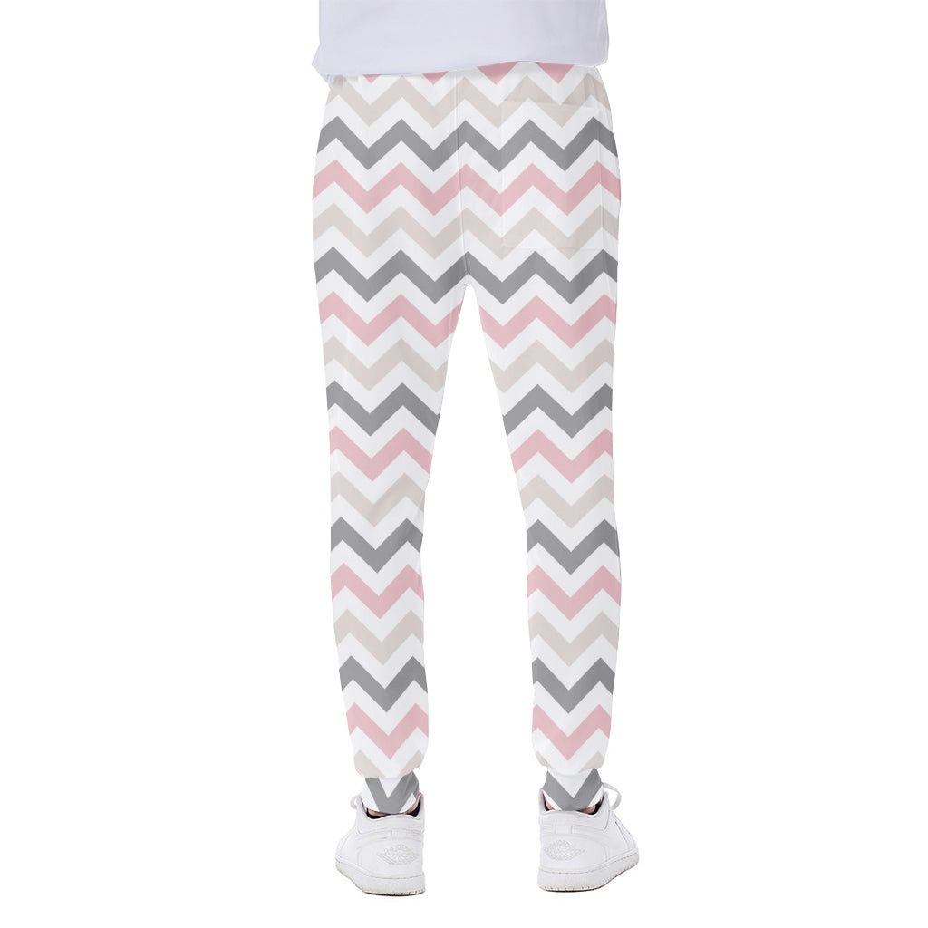 Pink White And Grey Chevron Print Scuba Joggers