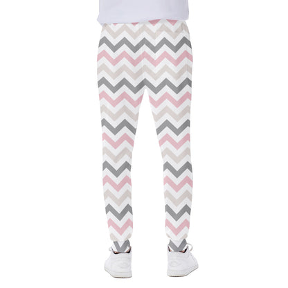 Pink White And Grey Chevron Print Scuba Joggers