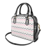 Pink White And Grey Chevron Print Shoulder Handbag