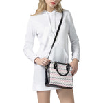 Pink White And Grey Chevron Print Shoulder Handbag