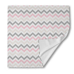 Pink White And Grey Chevron Print Silk Bandana