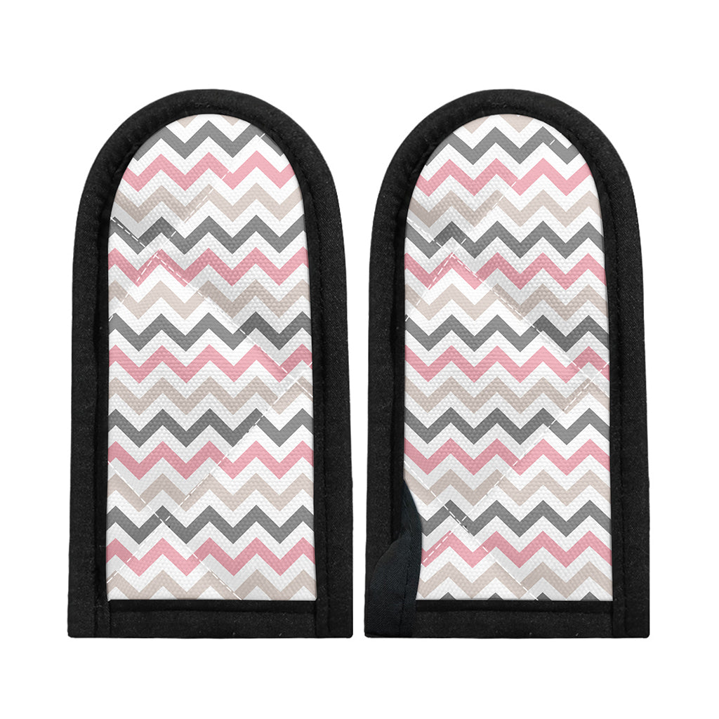 Pink White And Grey Chevron Print Skillet Handle Cover