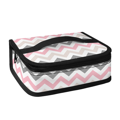 Pink White And Grey Chevron Print Small Lunch Bag