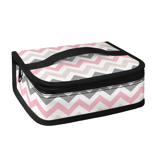 Pink White And Grey Chevron Print Small Lunch Bag