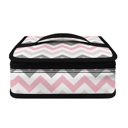 Pink White And Grey Chevron Print Small Lunch Bag