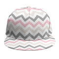 Pink White And Grey Chevron Print Snapback Cap