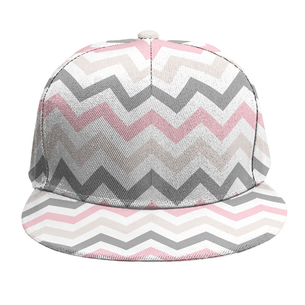 Pink White And Grey Chevron Print Snapback Cap