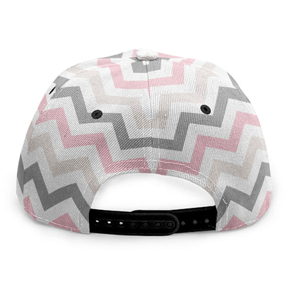 Pink White And Grey Chevron Print Snapback Cap