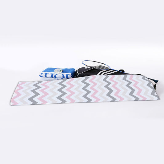 Pink White And Grey Chevron Print Sports Towel