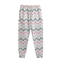 Pink White And Grey Chevron Print Sweatpants