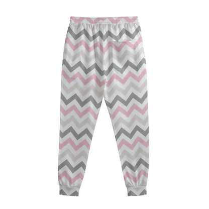 Pink White And Grey Chevron Print Sweatpants