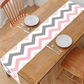 Pink White And Grey Chevron Print Table Runner
