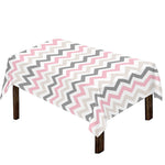 Pink White And Grey Chevron Print Tablecloth