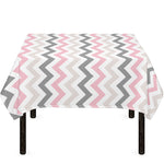 Pink White And Grey Chevron Print Tablecloth