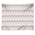 Pink White And Grey Chevron Print Tapestry