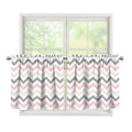 Pink White And Grey Chevron Print Tier Curtains