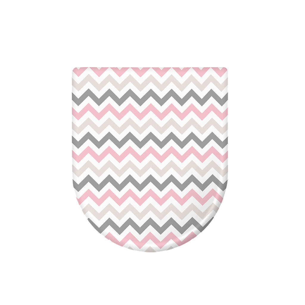 Pink White And Grey Chevron Print Toilet Lid Cover