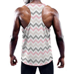 Pink White And Grey Chevron Print Training Tank Top
