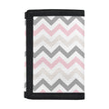 Pink White And Grey Chevron Print Trifold Wallet