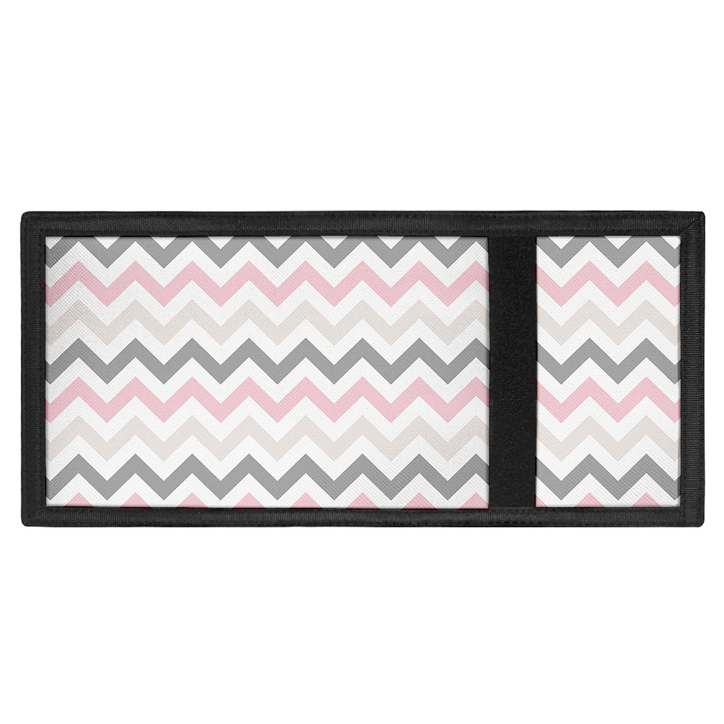 Pink White And Grey Chevron Print Trifold Wallet