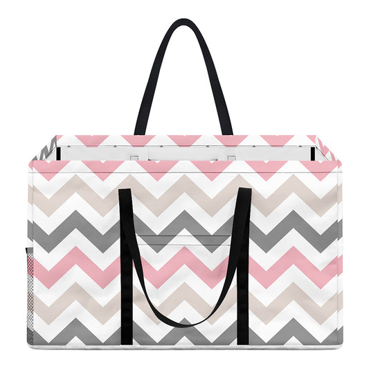 Pink White And Grey Chevron Print Utility Tote Bag