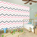 Pink White And Grey Chevron Print Wall Sticker
