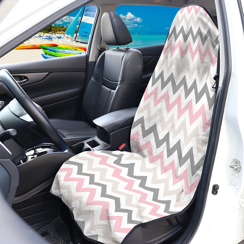 Pink White And Grey Chevron Print Waterproof Car Seat Cover