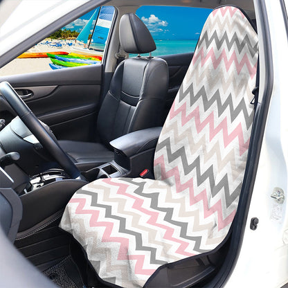Pink White And Grey Chevron Print Waterproof Car Seat Cover