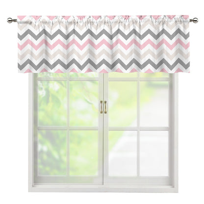 Pink White And Grey Chevron Print Window Valance