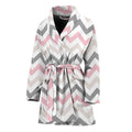 Pink White And Grey Chevron Print Women's Bathrobe