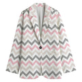 Pink White And Grey Chevron Print Women's Blazer