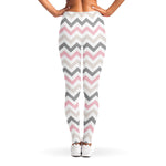 Pink White And Grey Chevron Print Women's Leggings