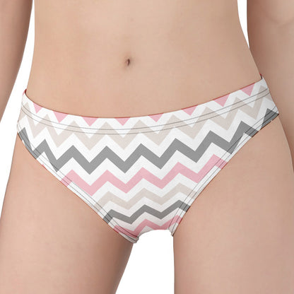 Pink White And Grey Chevron Print Women's Panties