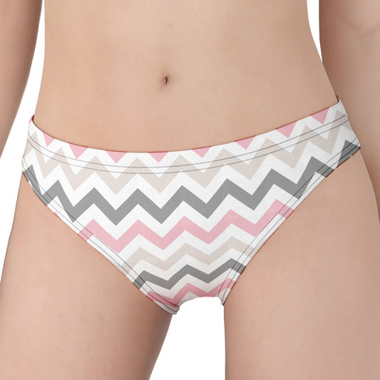 Pink White And Grey Chevron Print Women's Panties