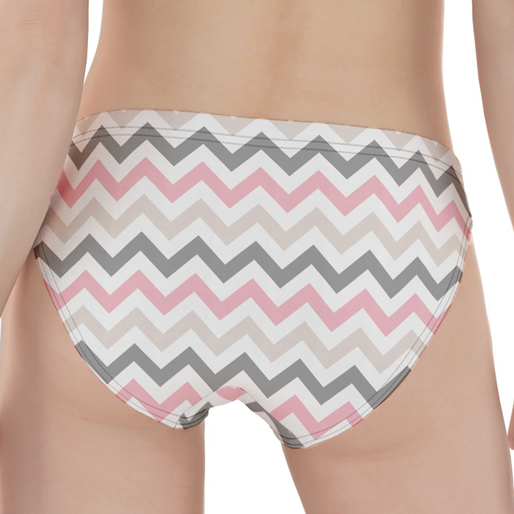 Pink White And Grey Chevron Print Women's Panties