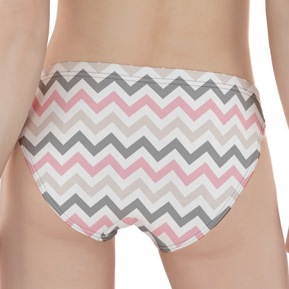 Pink White And Grey Chevron Print Women's Panties