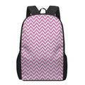 Pink White And Navy Chevron Print 17 Inch Backpack